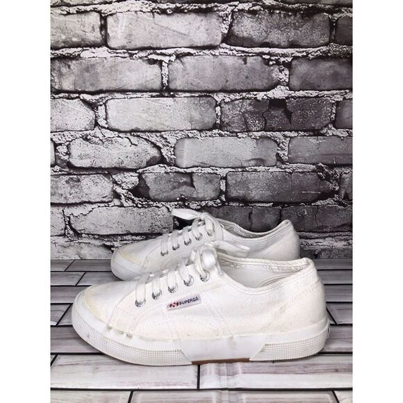Superga White Canvas Fabric Lace Up Causal Sneakers Shoes Women sz 38EU/7.5M US - Picture 8 of 16